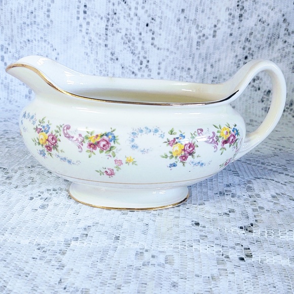 VINTAGE HOMER LAUGHLIN EGGSHELL NAUTILUS FLORAL GRAVY BOAT CIRCA 1946 - Picture 3 of 12